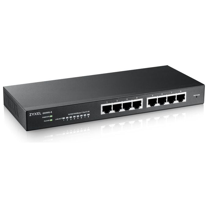 Zyxel GS1915-8-EU0101 Switch Gestito 8 Porte Gigabit Ethernet Senza Ventole NebulaFlex colore Nero
