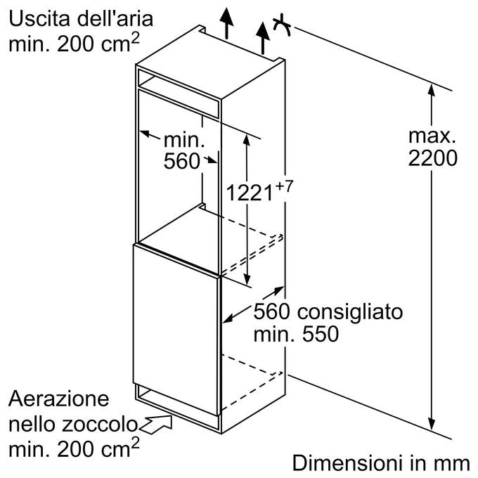 Bosch KIR41VFE0 Serie 4 Frigorifero da Incasso 204 L 122 cm Classe E 35 dB FreshSense EcoAirflow colore Bianco