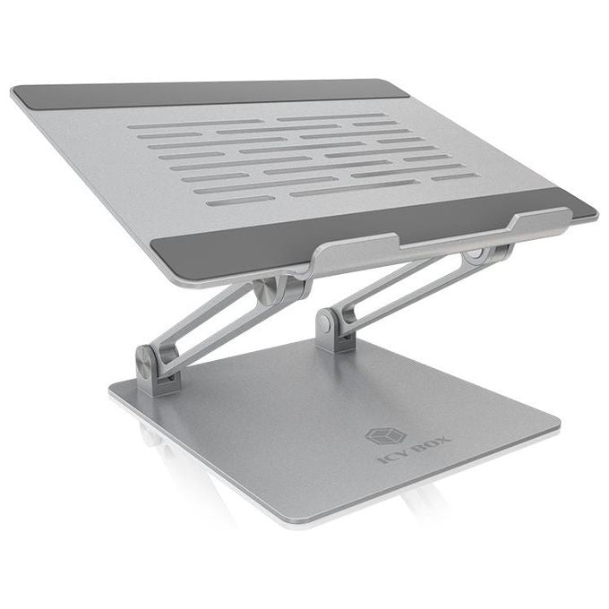 ICY BOX IB-NH300 Supporto per notebook in alluminio regolabile fino a 17 pollici con inclinazione 0-90° colore Argento