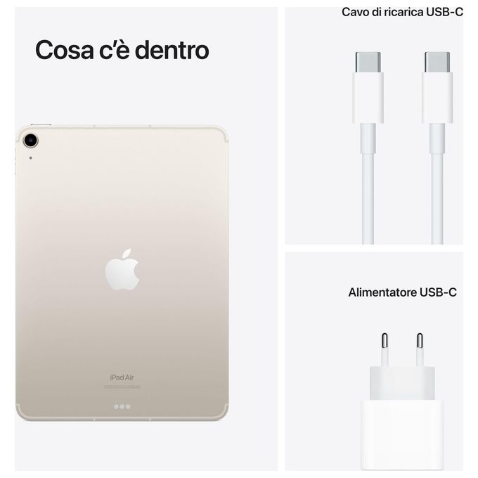 Apple MM743TY-A iPad Air 5a Generazione Tablet 10.9'' Apple M1 256GB Wi-Fi Cellular 5G colore Galassia