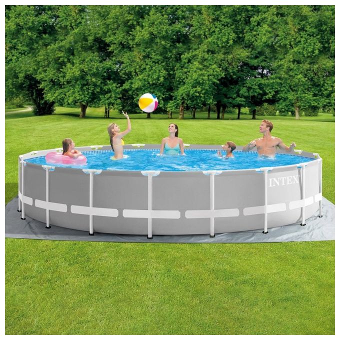 Intex Piscina Fuori Terra Rotonda Prisma Frame 549x122 cm Grigio con Accessori