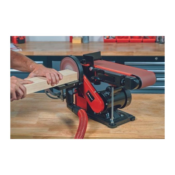 Einhell 4419257 TC-US 380 Levigatrice a nastro e disco 380 W motore a induzione con aspirazione polvere colore Nero