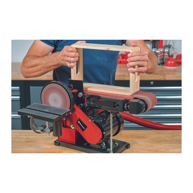Einhell 4419257 TC-US 380 Levigatrice a nastro e disco 380 W motore a induzione con aspirazione polvere colore Nero