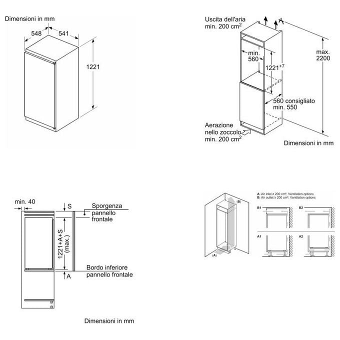 Bosch KIL42NSE0 Serie 2 Frigorifero Monoporta da Incasso 187 L 122 cm Classe E 35 dB Freezer Superiore colore Bianco