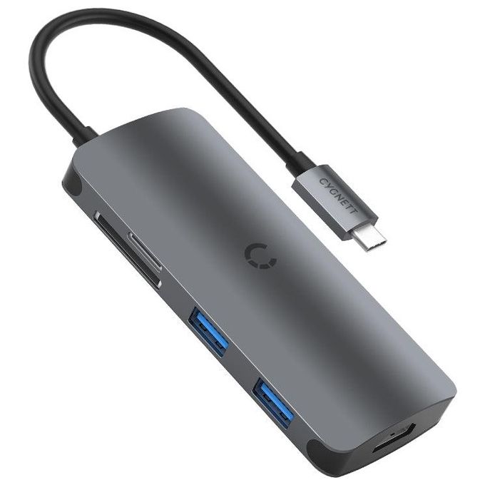 Cygnett BSA-MPA-CG-PUCHUB-BLK Unite PocketMate Hub USB-C 6 in 1 HDMI 4K USB 3.1 Gen 1 PD 100W colore Grigio