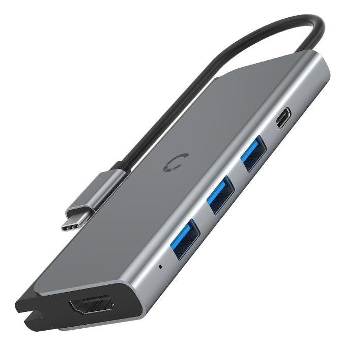 Cygnett 45213 Unite TravelMate Hub USB-C 5 in 1 con HDMI 4K USB-A 3 porte Power Delivery 100 W colore Grigio