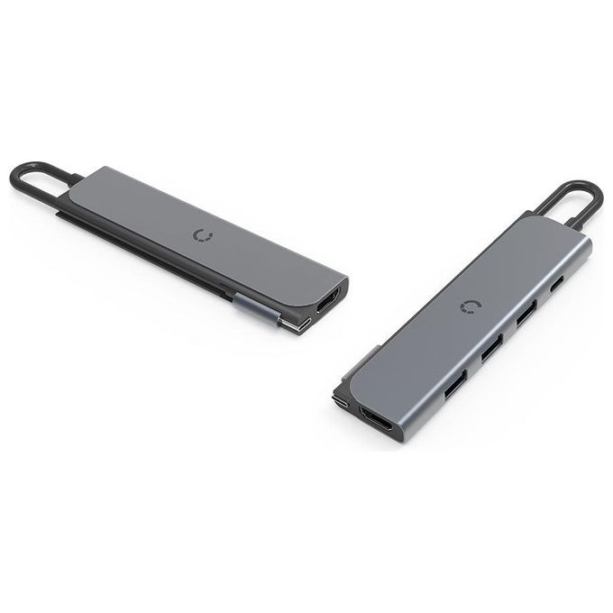 Cygnett 45213 Unite TravelMate Hub USB-C 5 in 1 con HDMI 4K USB-A 3 porte Power Delivery 100 W colore Grigio