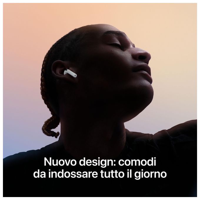 Apple MXP63ZM-A AirPods 4 Auricolari In-ear Bluetooth 5.3 Chip H2 Audio Spaziale IP54 USB-C autonomia 30h colore Bianco