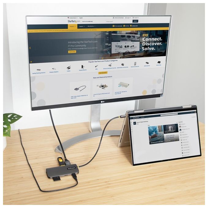 StarTech 115B-USBC-MULTIPORT Hub USB-C 8in1 HDMI 4K 60Hz 3x USB-A 5Gbps GbE SD MicroSD PD 100W cavo 30cm colore Grigio