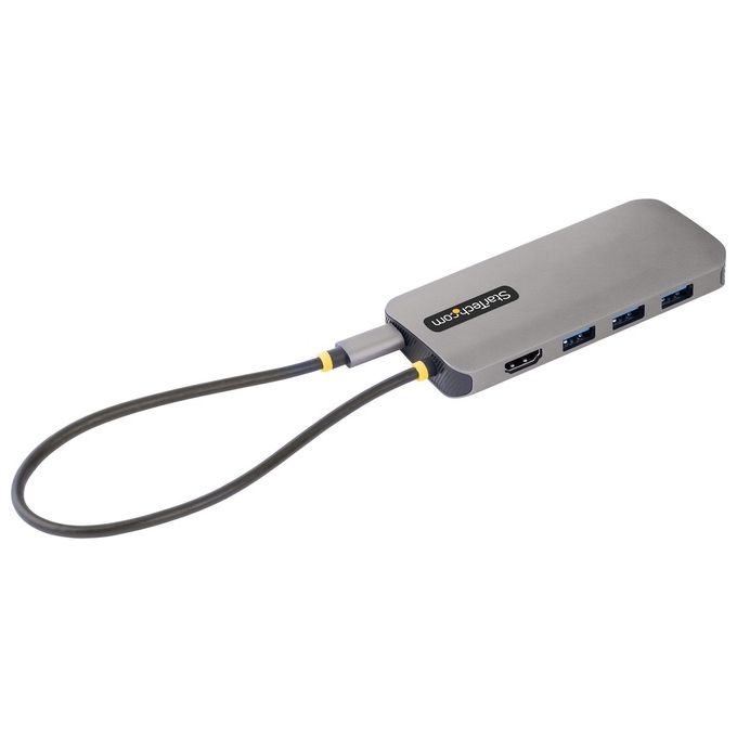 StarTech 115B-USBC-MULTIPORT Hub USB-C 8in1 HDMI 4K 60Hz 3x USB-A 5Gbps GbE SD MicroSD PD 100W cavo 30cm colore Grigio