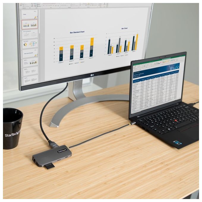 StarTech 115B-USBC-MULTIPORT Hub USB-C 8in1 HDMI 4K 60Hz 3x USB-A 5Gbps GbE SD MicroSD PD 100W cavo 30cm colore Grigio