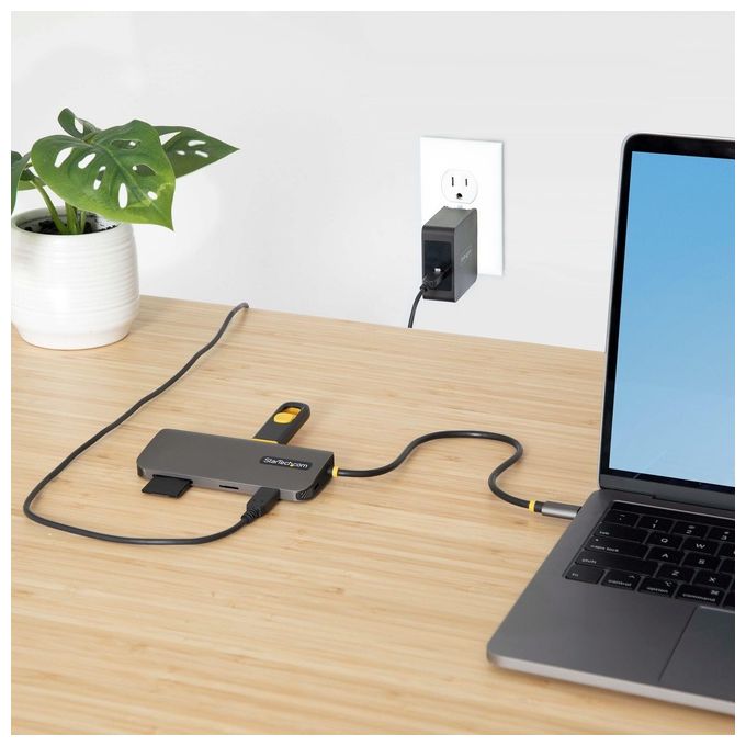 StarTech 115B-USBC-MULTIPORT Hub USB-C 8in1 HDMI 4K 60Hz 3x USB-A 5Gbps GbE SD MicroSD PD 100W cavo 30cm colore Grigio