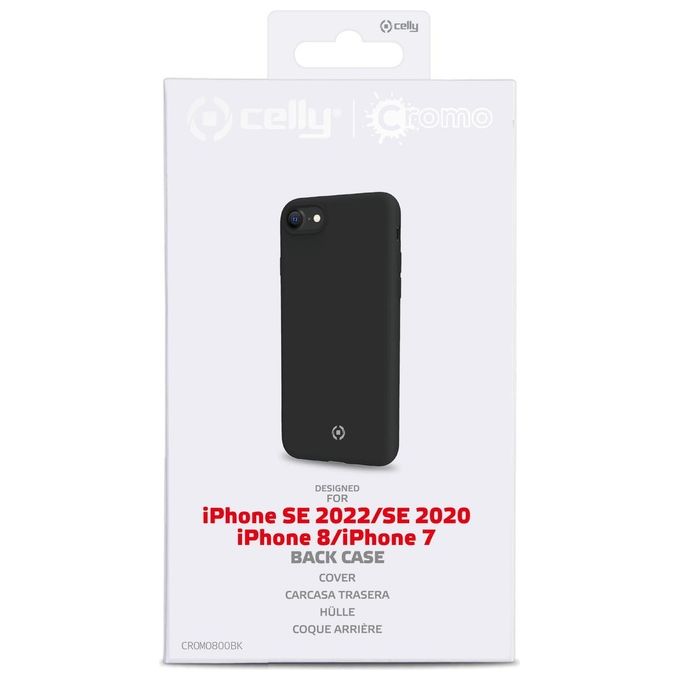 Celly Cromo Cover per iPhone SE 2022-2020-8-7 Nero