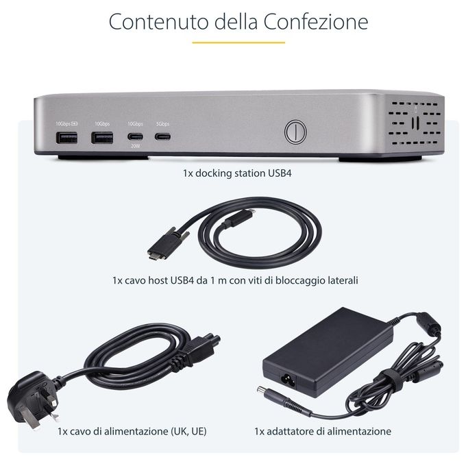 StarTech.com 155UE-USB4-DOCK Docking Station USB4 Doppio Monitor HDMI 4K 120Hz 8K 6x USB 2.5GbE 100W PD colore Argento