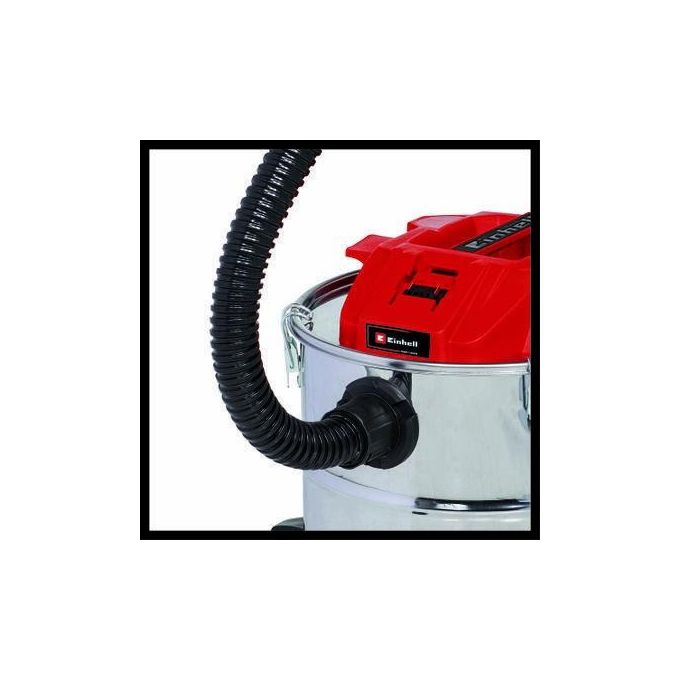Einhell 2351700 Power X-Change Aspiracenere a batteria 18V 15 L 100 mbar con sistema pulizia filtro tubo metallo 4 ruote orientabili colore Nero Grigio Rosso