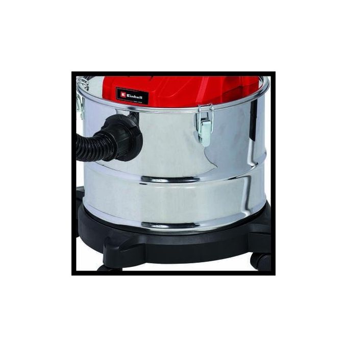 Einhell 2351700 Power X-Change Aspiracenere a batteria 18V 15 L 100 mbar con sistema pulizia filtro tubo metallo 4 ruote orientabili colore Nero Grigio Rosso