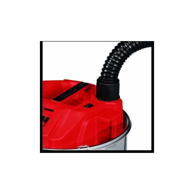 Einhell 2351700 Power X-Change Aspiracenere a batteria 18V 15 L 100 mbar con sistema pulizia filtro tubo metallo 4 ruote orientabili colore Nero Grigio Rosso