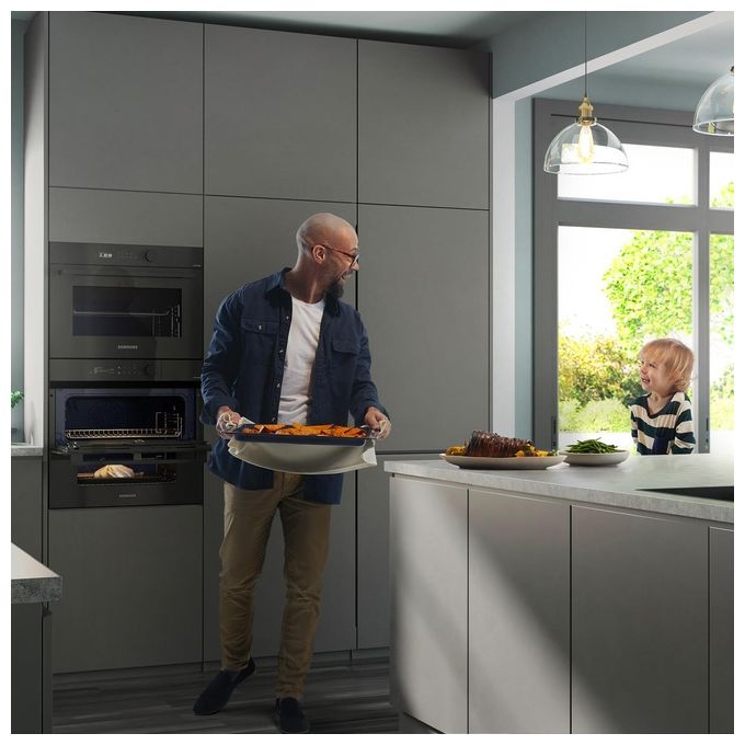 Samsung NV7B5760WBK Serie 5 Forno da incasso Elettrico a Vapore 76 L Classe A+ Dual Cook Flex Air Fry WiFi (60x60x57 cm) colore Nero