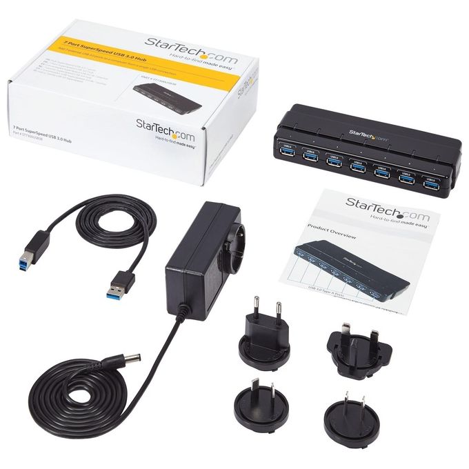StarTech HUB USB SuperSpeed 3.0 a 7 porte alimentato - Perno e concentratore USB 3.0 ultra veloce - Nero