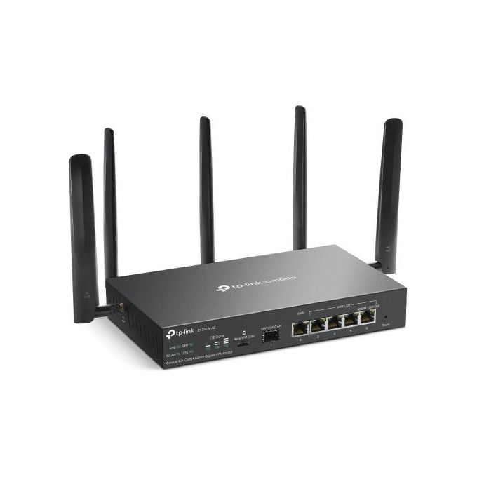 TP-Link ER706W-4G Omada Router VPN Gigabit Wi-Fi 6 AX3000 Dual Band 4G+ Cat6 Slot SIM 6 porte Gigabit colore Nero