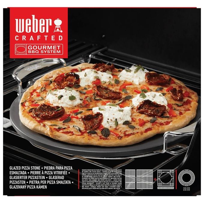 Weber 8861 Crafted Pietra da Forno Smaltata per Pizza GBS Cordierite 42x33 cm colore Crema