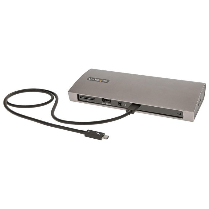 StarTech.com TB4CDOCKUE Docking Station Thunderbolt 4 Power Delivery 96W Dual Monitor 4K 60Hz Single Monitor 8K 3x Thunderbolt 4 4x USB-A SD GbE colore Nero Grigio