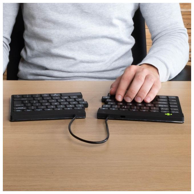 R Go Tools RGOSBITWLBL R-Go Split Break Tastiera ergonomica split Bluetooth 5.0 QWERTY Italiano con software pause LED e design ripiegabile colore Nero