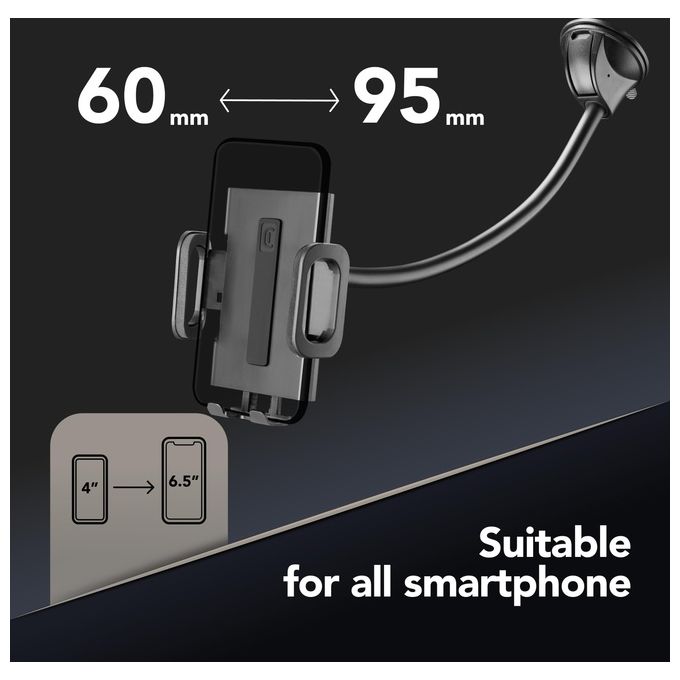 Cellular Line Hug Flexi XL Universal Supporto smartphone da auto con fissaggio a ventosa