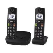 Panasonic KX-TGU112EXB Telefono Cordless DECT Duo 2 Cornette Tasti Grandi Schermo LCD 1.8'' Blocco Chiamate Compatibile Apparecchi Acustici colore Nero