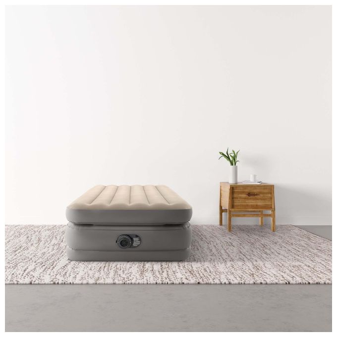 Intex 64162ND DuraBeam Prime Comfort Elevated Materasso Gonfiabile Singolo Fiber-Tech Pompa Elettrica 99x191x51 cm 136 Kg colore Grigio