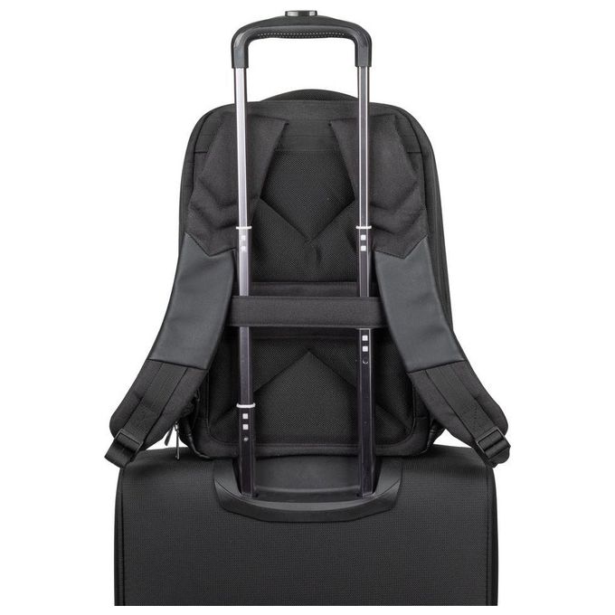 RivaCase 8126 BLACK Zaino Eco per Laptop Compatibile con 14 e Mac Air 15 Pollici in Poliestere Riciclato RPET Impermeabile con Scomparto Imbottito per Dispositivi Protezione Laterale e Inserto Antishock Colore Nero