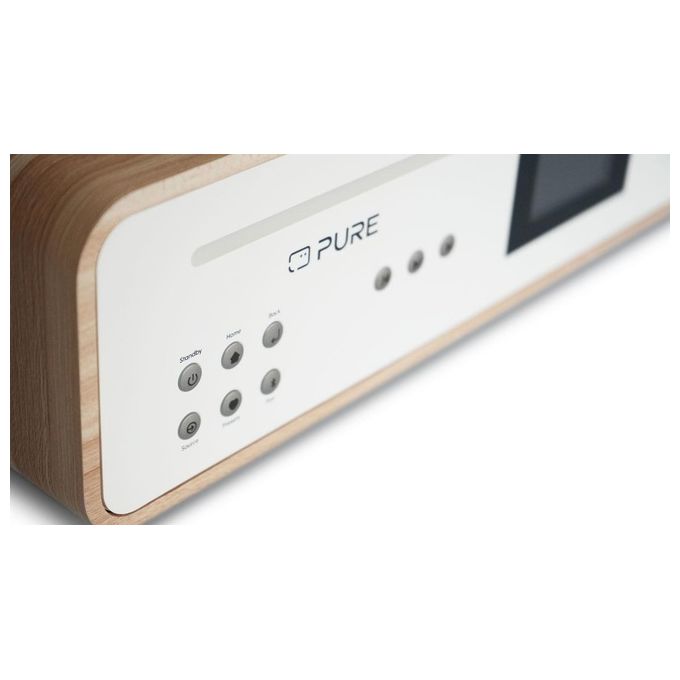Pure 252807 Classic Stereo Microsistema HiFi DAB+ FM CD Bluetooth 5.2 Wi-Fi Spotify 50W colore Bianco Quercia