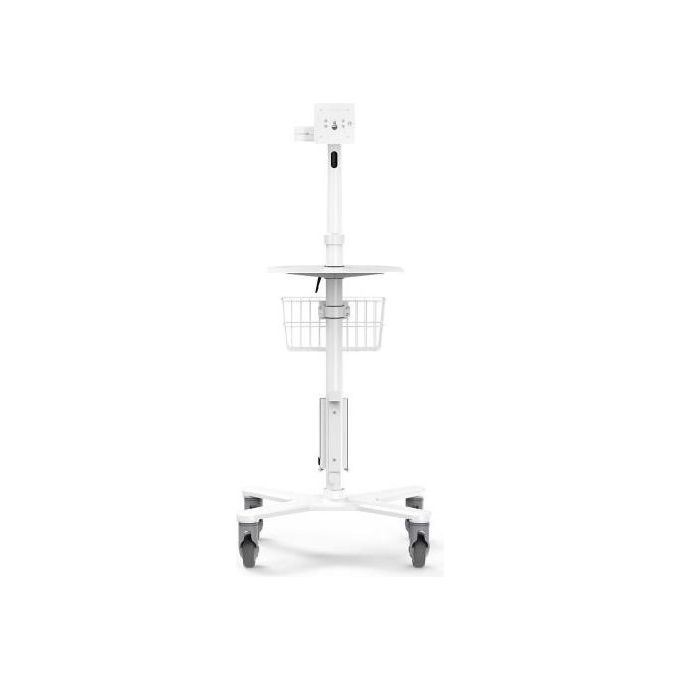 Compulocks MCRSTDEXW Carrello Multimediale Mobile con Braccio Articolato VESA 75x75 100x100 mm per Schermo fino a 15'' Altezza Regolabile 1160-1590 mm con Ruote Bloccabili colore Bianco