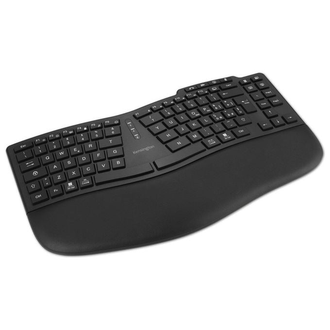 Kensington K75491IT Pro Fit Ergo KB675 EQ Tastiera Wireless Tenkeyless Ricaricabile QWERTY Italiano Compatibile Windows macOS con Connessione Bluetooth 2.4GHz e USB-C colore Nero