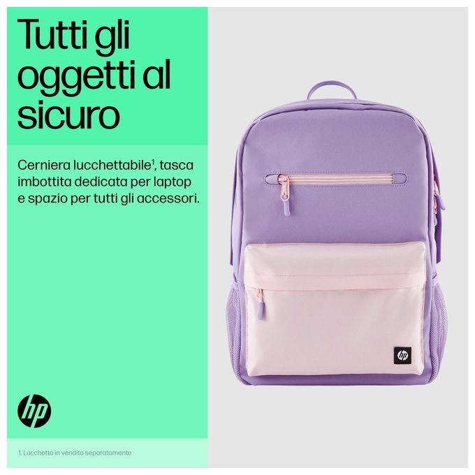 HP S7793129 Campus Zaino per Notebook 15.6'' 17L Impermeabile Materiale Riciclato colore Lavanda