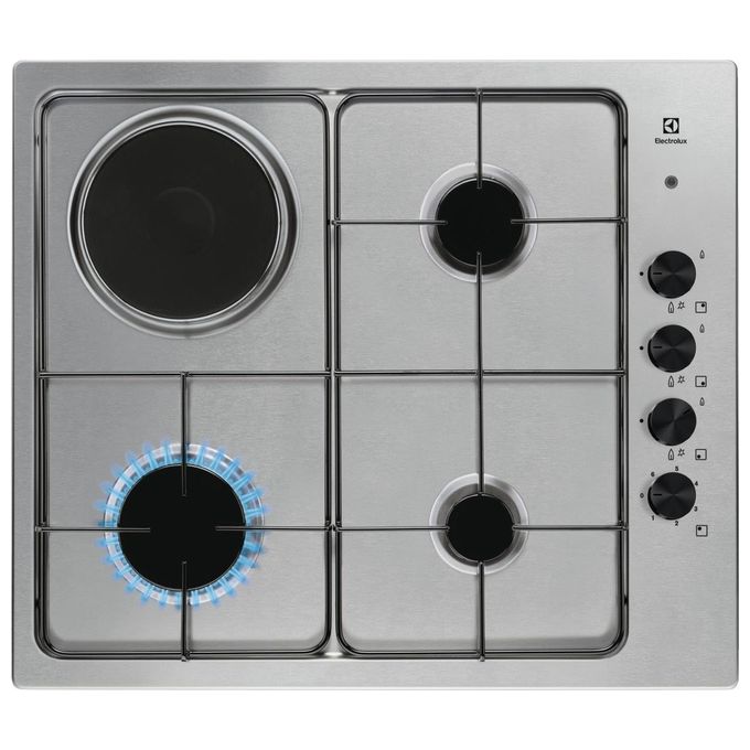 Electrolux EGL62821OX Serie 300 Piano cottura Misto 60 cm 3 fuochi gas 1 piastra elettrica 1000 W Sicurgas colore Inox