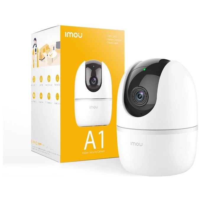 Imou Telecamera Wi-Fi Interno, 1080P Telecamera IP di Sorveglianza, Tracciamento del Movimento con Sirena, Baby Monitor con AI Rilevamento Umano, Audio Bidirezionale and Visione Notturna - A1 2mp 1920x1080p