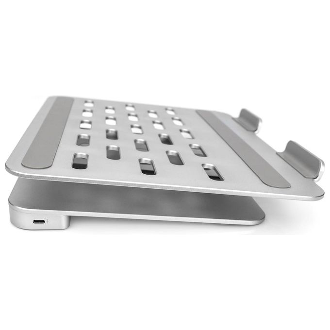 Digitus DA-90429 Supporto Regolabile Notebook Tablet Docking Station USB-C 6 Porte HDMI 4K RJ45 USB-A 3.0 PD 100W colore Argento