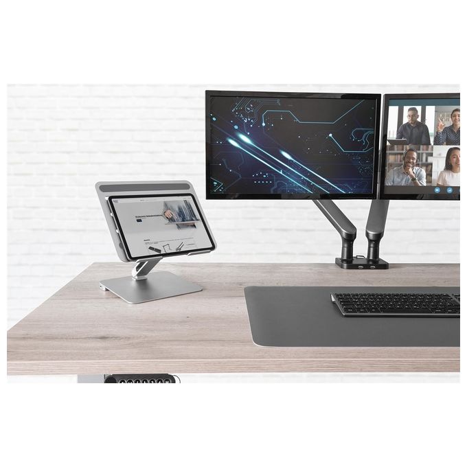 Digitus DA-90429 Supporto Regolabile Notebook Tablet Docking Station USB-C 6 Porte HDMI 4K RJ45 USB-A 3.0 PD 100W colore Argento