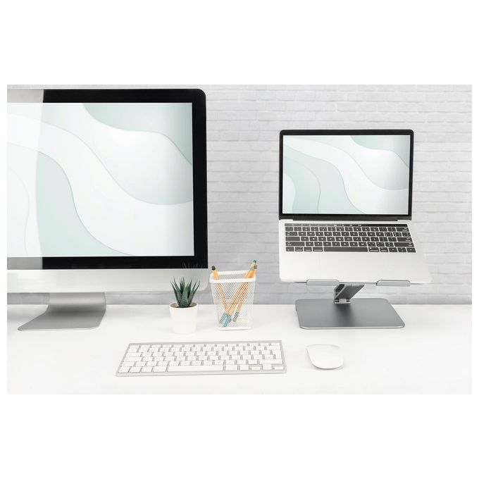 Digitus DA-90429 Supporto Regolabile Notebook Tablet Docking Station USB-C 6 Porte HDMI 4K RJ45 USB-A 3.0 PD 100W colore Argento