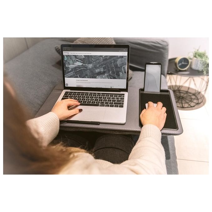 Digitus DA-90441 Stazione di Lavoro per Notebook fino a 17'' con Tappetino Mouse e Supporto Smartphone colore Grigio