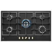 Electrolux KGS9536RN Piano Cottura a gas Slim 2.0 5 fuochi speed burner 1 bruciatore Wok Griglie in ghisa Nero Ghisa