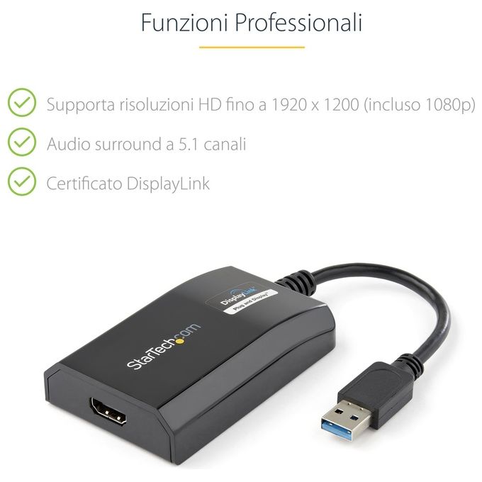 StarTech Adattatore convertitore USB 3.0 a HDMI 4K per MacÂ and PC Scheda Video esterna DisplayLinK HD 1080p