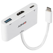 Lindy 43340 Cavo e Adattatore Video 0.18mt Hdmi  Usb Type-a Usb Tipo-c Bianco