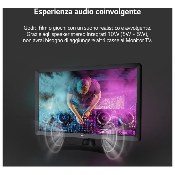LG 24TQ510S Monitor TV 24'' Smart webOS 22 LED HD Wi-Fi DVB-T2 DVB-S2 colore Nero
