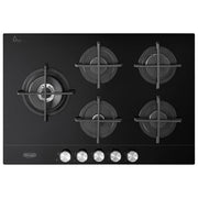 De'Longhi NSL575DNCM Life Piano cottura gas 75 cm 5 fuochi doppia corona griglie ghisa vetroceramica colore Nero