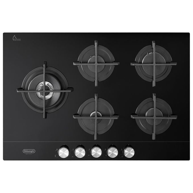 De'Longhi NSL575DNCM Life Piano cottura gas 75 cm 5 fuochi doppia corona griglie ghisa vetroceramica colore Nero