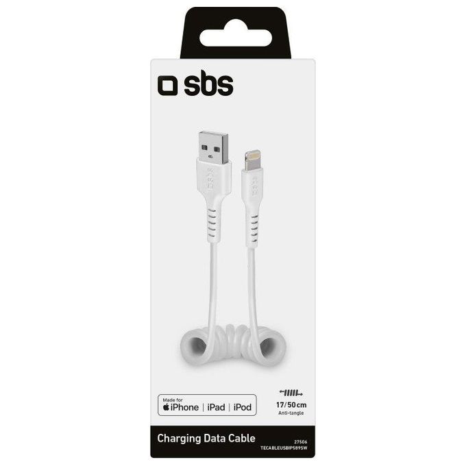 Sbs Cavo Usb - Lightning a Spirale da 17 a 50cm Made For Apple Bianco