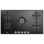De'Longhi NSL590NC Life Piano cottura Gas 90 cm 5 fuochi Vetroceramica Bruciatore Doppia Corona Griglie Ghisa colore Nero