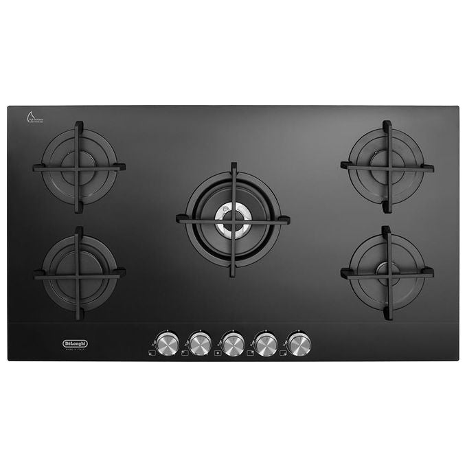 De'Longhi NSL590NC Life Piano cottura Gas 90 cm 5 fuochi Vetroceramica Bruciatore Doppia Corona Griglie Ghisa colore Nero